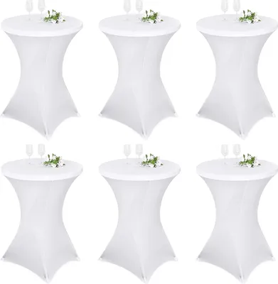 Obrázek produktu pro 6 kusů Barový stůl Kryty Barový stůl Elastan Stretch ubrus, pro Bistro stůl Ø 80-85 cm, pro kulatý stůl Svatební narozeninová párty Banquet stolní dekorace (80x110 cm, bílá)