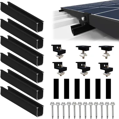 PV-Montageset für 2 Module, 12 cm Schiene, Aluminium, schwarz