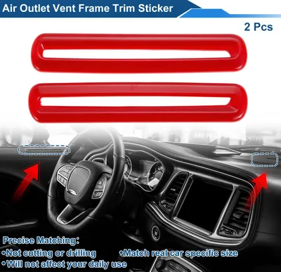 Image de Cache-Cadre De Ventilation De Climatisation Pour Dodge Challenger 2015-2023 Avant Gauche Avant Droit Cache-Cadre De Ventilation Interieur Autocollant 2Pcs rouge