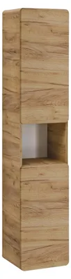 Obrázek produktu pro Závěsná koupelnová skříňka ARVIDA – barva: dub – 2 dveře – zaoblené rohy – rozměry: 35 x 170 x 35 cm