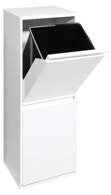 Image de Système de tri des déchets pour cuisine - Poubelles de recyclage - Tri des déchets - Avec 2 bacs séparés - 34 litres - Blanc