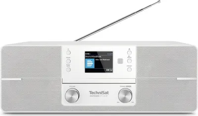 A white TechniSat DIGITRADIO 371 CD BT DAB+/UKW Radio Kompaktanlage mit Bluetooth is shown against a white background.