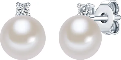 Produktbild von Valero Pearls Ohrstecker Sterling Silber Zirkonia Süßwasser-Zuchtperle 60201778