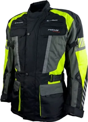 Produktbild von Roleff RO16013 Motorradjacke – Schwarz/Neongelb, wasserdicht, atmungsaktiv & mit Protektoren  Roleff Größe: S,
