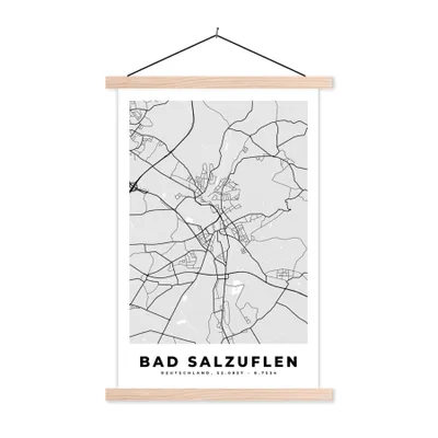 Produktbild von MuchoWow® Textilposter Karte - Bad Salzuflen - Deutschland - Stadtplan - Karte 40x60 cm mit holzfarbenen Rahmen - Poster
