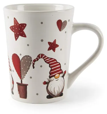 Weihnachtstasse mit Wichteldesign, 380 ml, Steinzeug