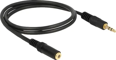 Obrázok produktu pre DeLOCK 3.5mm M-F, 1m, 3.5mm, Samec, 3.5mm, Samica, 1 m, Čierna