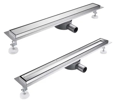 Productafbeelding van Douchegoot 90 cm, betegelbaar, 360 graden, roestvrij staal, complete set, doucheafvoer, extra plat