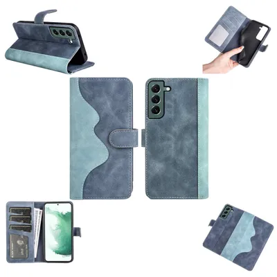 Produktbild von Für Samsung Galaxy S23 Design Handy Tasche Blau Etuis Kunst-Leder Hülle Cover