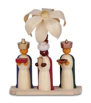 Produktbild von Miniaturfigur Heilige drei Könige auf Sockel mit Palme bunt Höhe=10,5cm NEU
