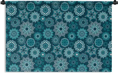 Produktbild von MuchoWow® Wandteppich Wandbehang Schneeflocke - Luxus - Blau - Silber - Design 120x80 cm Tapisserie Dekoration Wandtuch - Wanddekorationen - Wandtücher