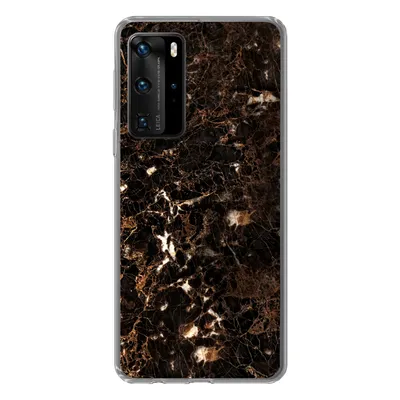 Produktbild von MuchoWow® Handyhülle Schutzhülle Hülle für Huawei P40 Pro Marmor - Schwarz - Gold Silikon Softcase Handy Hülle - Schutz