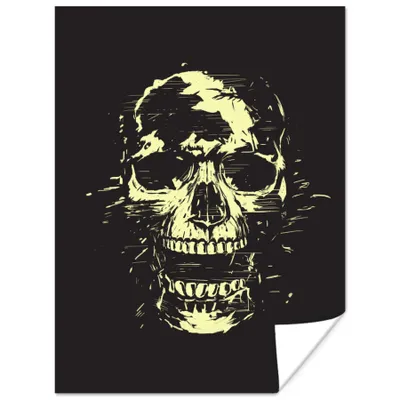 Produktbild von MuchoWow® Poster Totenkopf - Schwarz - Gelb - Abstrakt 120x160 cm - Wandbilder