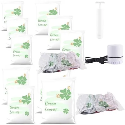 Obrázok produktu pre Sada cestovných vákuových vreciek, 9-dielna, na opakované použitie, s USB pumpou, 40 x 40–60 cm
