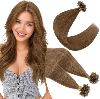 Imagen del producto de Extensiones de cabello natural, 50 gramos, 50 centímetros, de queratina, para la extensión de cabello