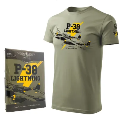 Obrázek produktu pro Tričko s bojovým letounem P-38 LIGHTNING (L)