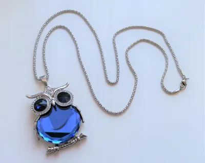 Produktbild von lange Halskette SCHÖNE BLAUE EULE STRASS