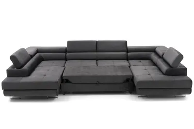 Produktbild von Ecksofa Rivera U XXL-Ecksofa mit Schlaffunktion und zwei Bettkästen in schwarz