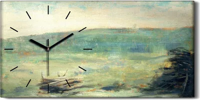 Produktbild von Wandbild Leinwand Bilder mit Uhr Geräuschlos 60x30 Landschaft in Saint Ouen - schwarze Hände