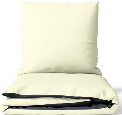 Produktbild von Baumwolle Bettwäsche Set 155x220 cm Feinbiber Beige Anthrazit Wendeseite Uni
