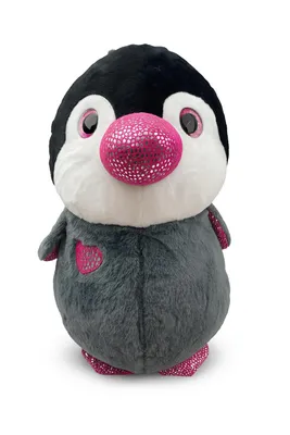 Produktbild von Kuscheltier Pinguin 40 cm grau-rosa – Weiches Plüschtier, Stofftier