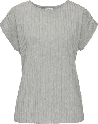 Produktbild von LASCANA Kurzarmshirt mit Biesenstruktur grau meliert Größe 32/34