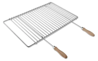 Immagine prodotto di DEOS Griglia regolabile per barbecue in acciaio inox 50–70 × 37 cm con manici in legno
