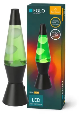 Produktbild von EGLO Lava, Transparent, Weiß, Schwarz, Grün, Stahl, Stoff, Wachs, Tisch/Bank, Retro, IP20, II