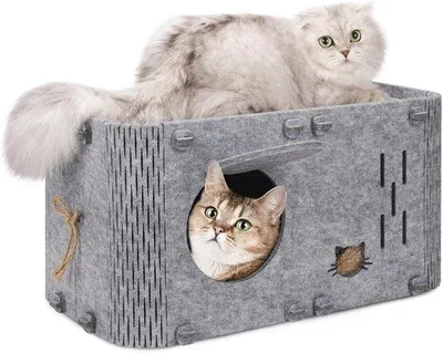 Image de Grande maison pour chat résistante aux griffures, adaptée à l'hiver, 56 x 30 x 30 cm, en bois, isolante