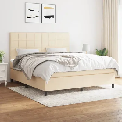 Produktbild von The Living Store Boxspringbett mit Matratze Creme 160x200 cm Stoff