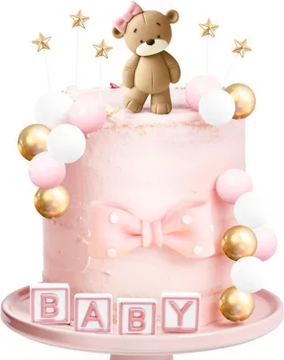 Produktbild von Tortendekoration Bär 26 Stück, für Kindergeburtstag, rosa