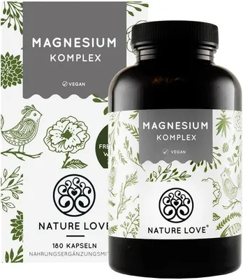 Obrázok produktu pre Nature Love® Magnesium Complex | 180 kapsúl | 400 mg elementárneho horčíka na dennú dávku | s 5 rôznymi formami horčíka | vysoká dávka | vegánsky