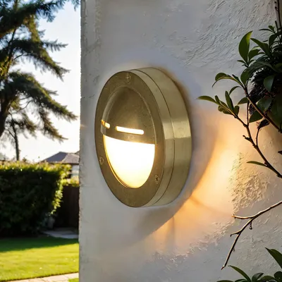 Produktbild von Außenlampe Wand Ø 14 cm GX53 IP64 Haus Hof Glas Messing massiv Maritim Außenwandlampe