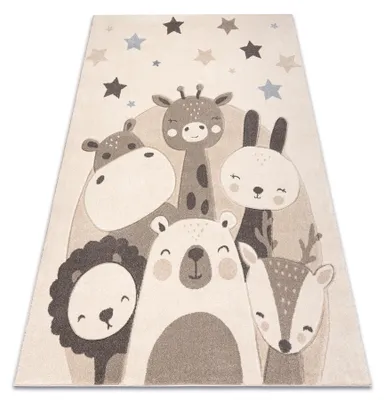 Obrázok produktu pre Koberec KIDDO 5637 krémový / béžová, zvieratá, hviezdičky pre deti, senzorický  béžový 160x220 cm