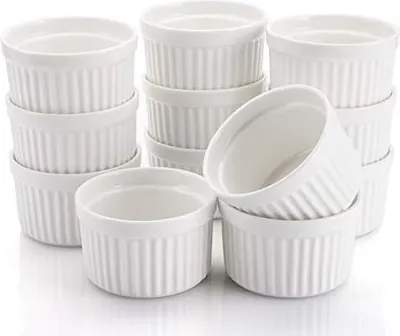 Produktbild von Foraineam 12 Stück Souflé Förmchen Souffleform aus Porzellan Backformen Kuchenform Creme Brulee Schälchen Keramik für Muffins Creme Ragout Dessert zum Backen Anrichten - 120 ml