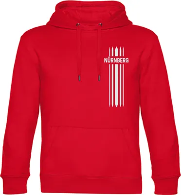 Produktbild von multifanshop Kapuzen Sweatshirt - Nürnberg - Streifen, rot, Größe S