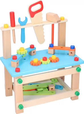 Produktbild von Holzmontage-Werkbank, Spielzeug, Schrauben, Muttern, Konstruktionsbaustein für Kinder, Blau