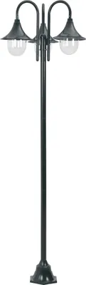 Obrázek produktu pro vidaXL Zahradní sloupkové světlo E27 220 cm Hliníková 3 svítilna Tmavě zelená