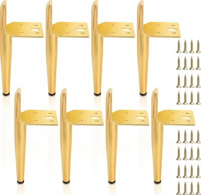 Produktbild von Clanmacy 8er Set Möbelfüße Tischbein Set Sofafüße Möbelbeine Bettstützen Sofafüße Schrankfuß Möbelbeine Metall Füße Gold 15cm