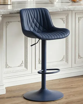 Image de Tabouret de bar noir pivotant, avec dossier et réglable en hauteur
