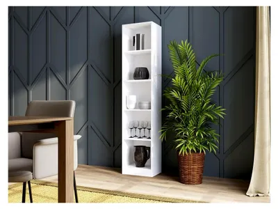 Produktbild von Bücherregal Aktenregal Standregal Raumteiler weiß mit 5 offenen Fächern aus MDF Holz | Breite 40 cm