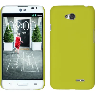 Produktbild von PhoneNatic Case kompatibel mit LG L70 - Hülle gelb gummiert Hard-case + 2 Schutzfolien
