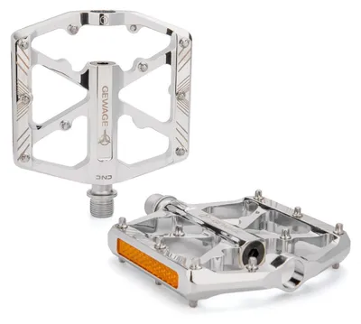 Produktbild von Fahrradpedale mit Reflektoren, 3 abgedichtete Lager, rutschfeste Aluminium-Plattform, 9/16 Zoll für MTB, E-Bike, Hochglanzsilber