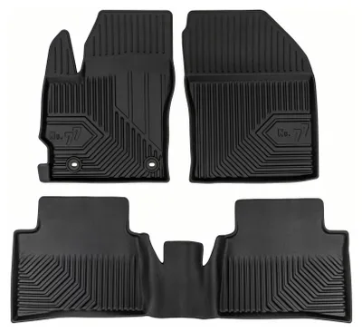 Image de Tapis avant en caoutchouc + tunnel pour Toyota Corolla XII 2018- (break) – 3 pièces, noirs, sur mesure