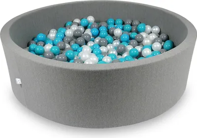 Image de Bassin de séchage 130x40cm gris avec 700 balles : turquoise, gris, perle