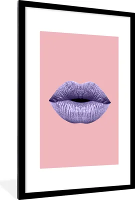 Produktbild von MuchoWow® MuchoWow® Gerahmtes Poster Lippen - Pastell - Rosa 60x90 cm - Poster mit zchwarzem Bilderrahmen - Dekoration - Wandposter Wohnzimmer - Hochwertig