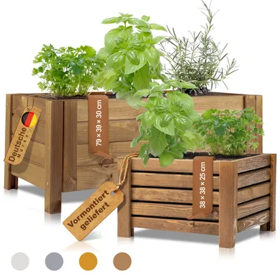 Produktbild von BOOGARDI Pflanzkasten Holz mit Vlies · Blumenkasten Balkon 79x39x30cm Dunkelbraun · Pflanzkübel groß außen rechteckig Blumenkästen für Balkon & Garten