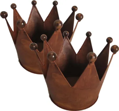 Produktbild von UNUS® Krone Ø 20cm 2er Set Rostoptik Gartendekoration Metallkrone Rostkrone