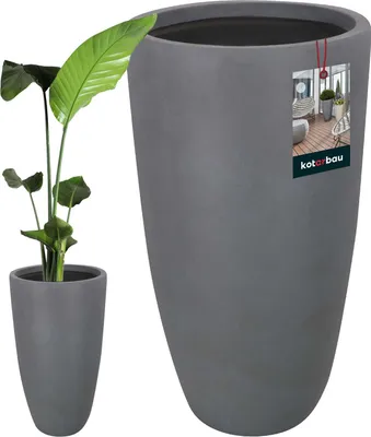 Zdjęcie produktu dla KOTARBAU® wazon na kwiaty wysoki wazon na kwiaty ciemnoszary ecolite z włókna szklanego wysokość 78 cm ⌀ 42 cm nowoczesny wazon o wyglądzie betonu wazon podłogowy duży na kwiaty wazony na kwiaty nowoczesne do salonu ogrodu balkonu piękne wazony dekoracja