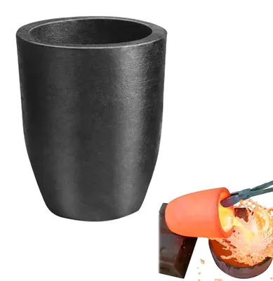 Schmelztiegel SiC-Graphit, 5 kg Kupfer, Ø 8,5-12 cm, 15 cm hoch